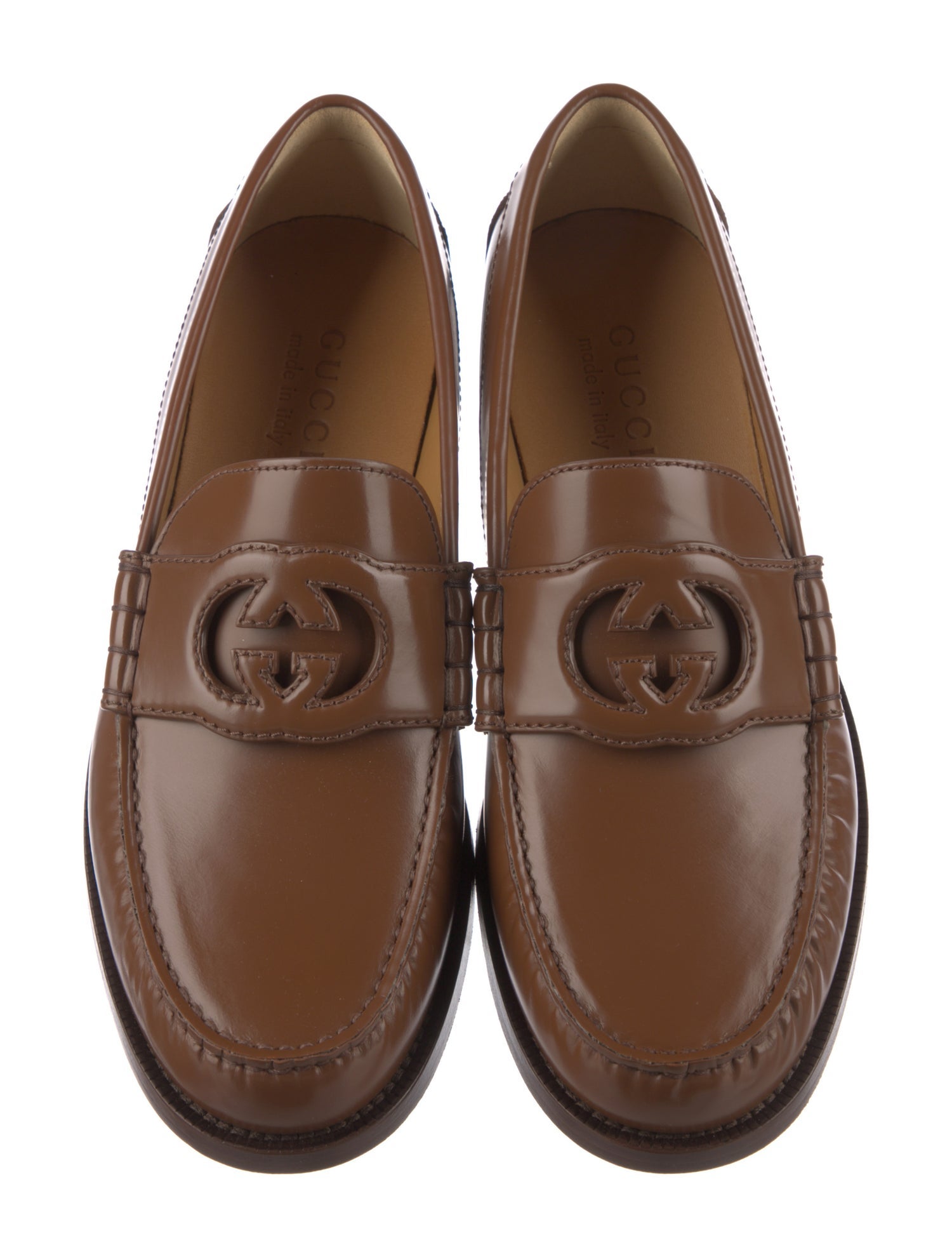 Gucci Interlocking G Logo Leather Dress Loafers